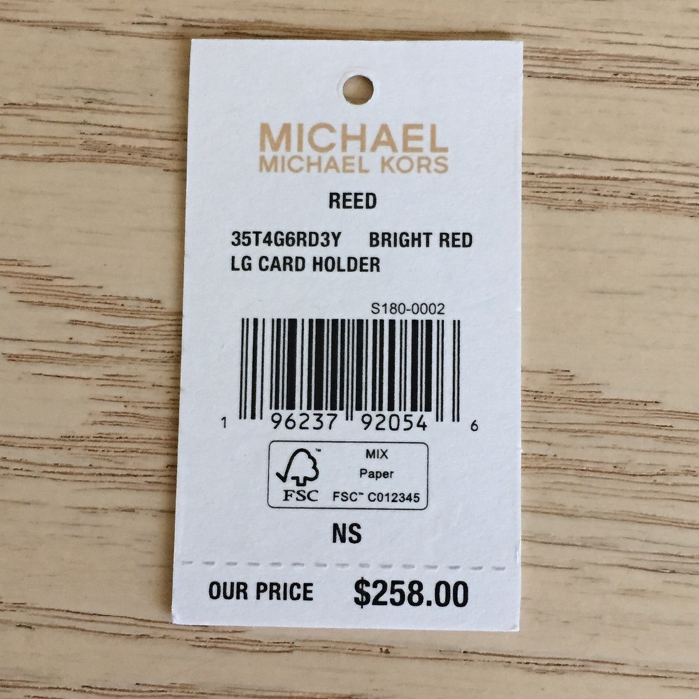 Michael Kors Reed Bright Red Card Holder - Picture 5 of 5